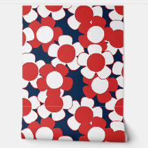 Preppy Daisy Allover Bloom – Red White & Navy