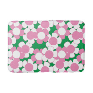 Preppy Daisy Bloom – Pink & Green Bath Mat