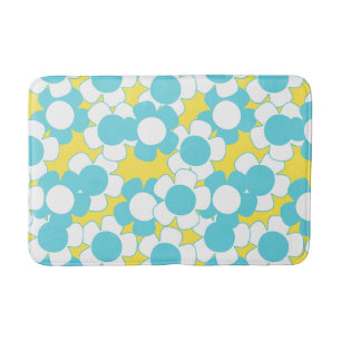 Preppy Daisy Bloom – Yellow & Turquoise Bath Mat