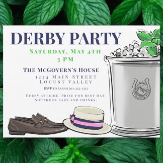 Preppy Derby Party Fashion Mint Julep Invitation