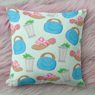 Preppy Derby Sandals Bermuda Bags & Mint Julep Throw Pillow