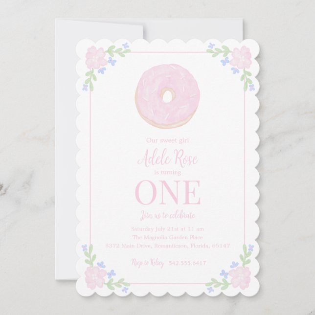 Préppy Donut Sweet First Birthday Invitation (Devant)