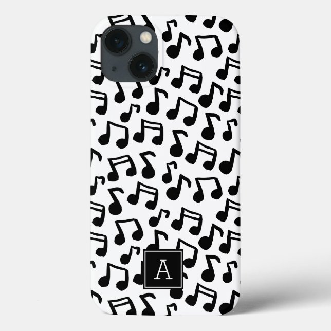 Preppy Doodle Music notes Monogram Personalized Case-Mate iPhone Case (Back)