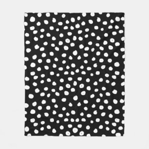 Preppy Dots Modern Black White Animal Print Spots Fleece Blanket