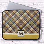 Preppy Earth Tones Plaid Laptop Sleeve<br><div class="desc">This sporty plaid pattern style laptop bag will be one of your favourites for him or her. Created in two tone pattern of mainly brown and golden tan colours. Just personalize the monogram text in the easy Zazzle editor.</div>