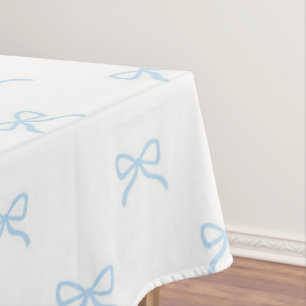 Preppy Elegant Blue Bow Pattern Spring & Summer Tablecloth