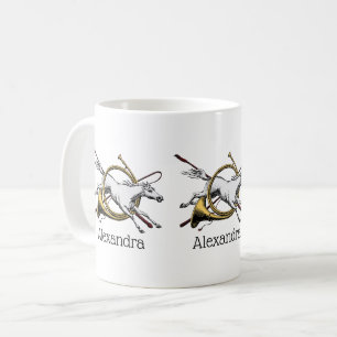 Preppy Equestrian Horse Jumping Through Horn Colou Coffee Mug