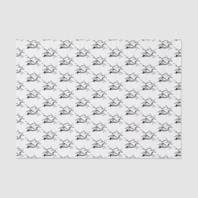 Preppy Equestrian Horse Jumping Through Horn Hunt Tissue Paper (Front)