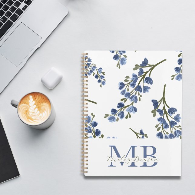 Preppy esthétique Fleur sauvage rétro Monogramme b (Wildflower Floral Pattern Monogrammed 2024 Planner)