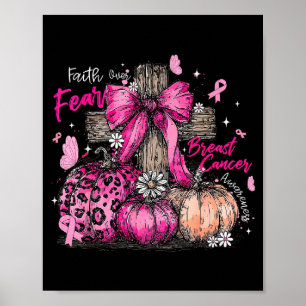Preppy Faith Over Fear Coquette Bow Christian Cros Poster