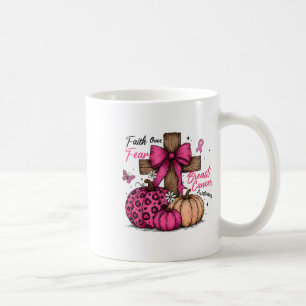Preppy Faith Over Fear Coquette Christian Cross Pu Coffee Mug