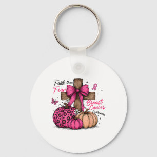 Preppy Faith Over Fear Coquette Christian Cross Pu Keychain