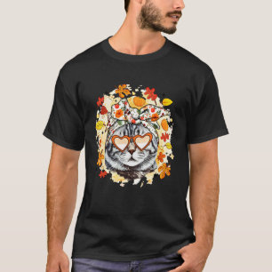 Preppy Fall Cat Mom Kitten Lovers Girly Autumn Tha T-Shirt