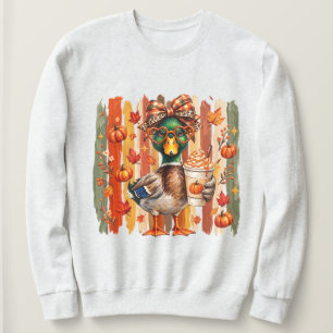 Preppy Fall Mallard Duck Coquette Autumn Pumpkin Sweatshirt