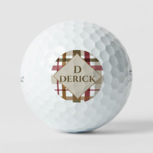 Preppy Fall Plaid Monogram  Golf Balls