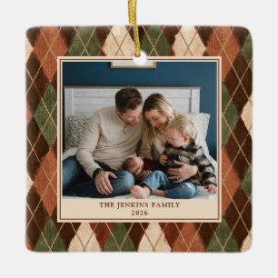Preppy Family Photo Christmas  Ceramic Ornament