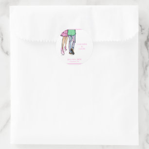 Preppy Fashion Couple Shower Wedding Classic Round Sticker