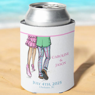 Preppy Fashion Couple Striped Pants Wedding Favour Can Cooler