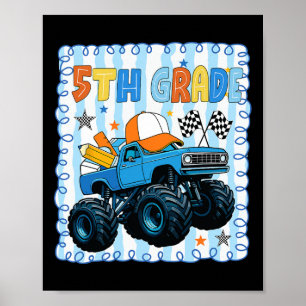 Preppy Fifth Grade Back To School Funny Truck For Poster