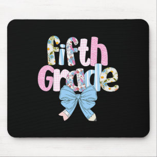 Preppy Fifth Grade Teacher Blue Floral Coquette Pe Mouse Pad