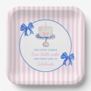 Preppy First Birthday Chinoiserie Ruffle Cake Bows Paper Plate