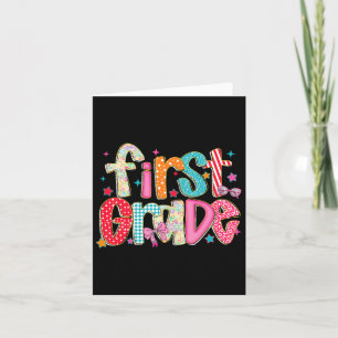 Preppy First Grade Back To School 1st Grade Teache Card