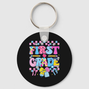 Preppy First Grade Back To School 1st Grade Teache Keychain