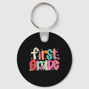 Preppy First Grade Back To School 1st Grade Teache Keychain