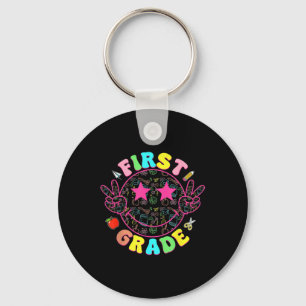 Preppy First Grade Smile Face Back To School Boy G Keychain