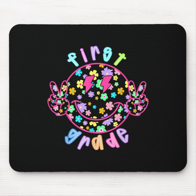 Preppy First Grade Smile Face Back To School Boy G Mouse Pad (Front)