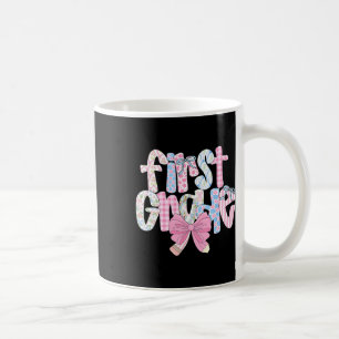 Preppy First Grade Teacher Blue Floral Coquette Pe Coffee Mug