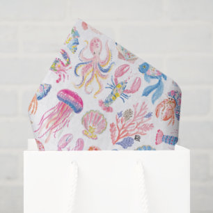 Preppy Floral Ocean Sealife Tissue Paper