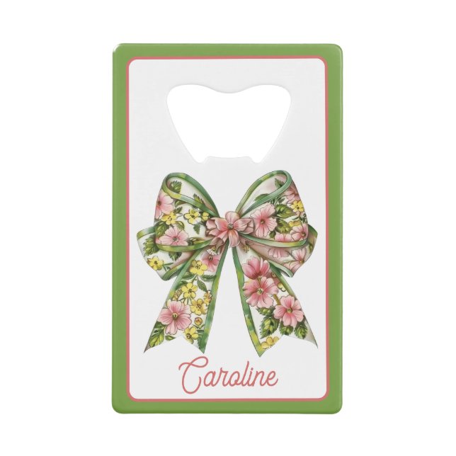 Preppy Floral Pink and Green Bow Personalized (Devant)