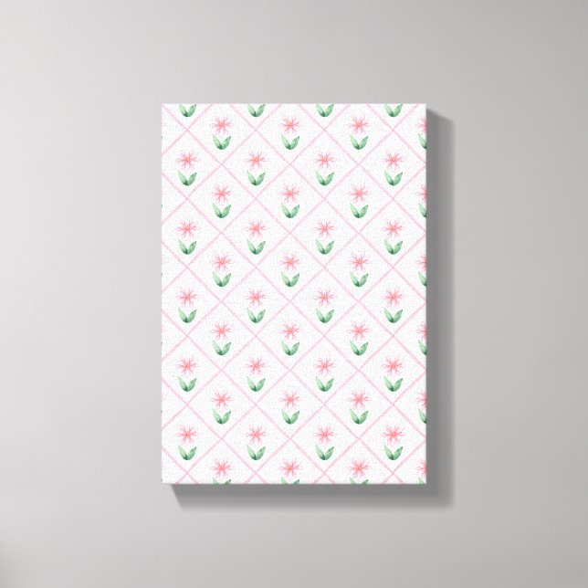 Preppy floral trellis grandmillenial canvas print (Front)