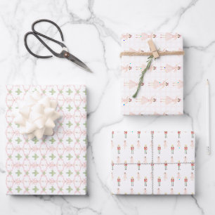 Preppy For Girl Pink Christmas Nutcracker Wrapping Paper Sheet