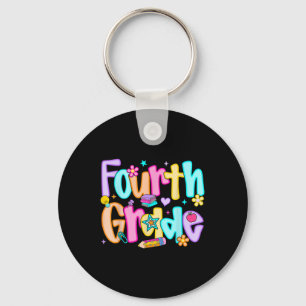 Preppy Fourth Grade Back To School 4th Grade Teach Keychain