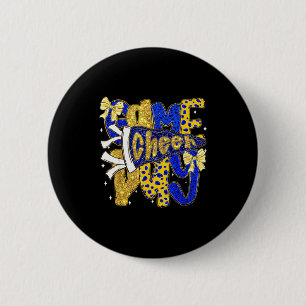 Preppy Game Day Football Mom Pennant Flag Cheer Bl 2 Inch Round Button