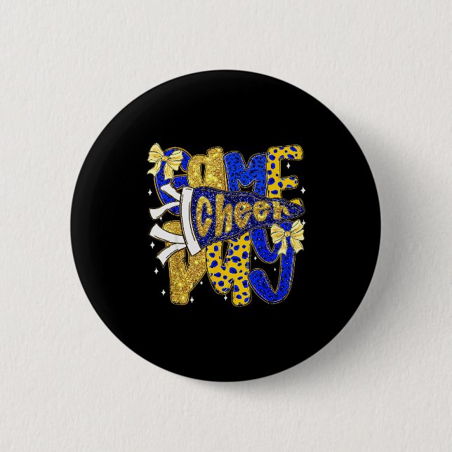 Preppy Game Day Football Mom Pennant Flag Cheer Bl 2 Inch Round Button (Front)