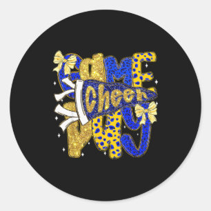 Preppy Game Day Football Mom Pennant Flag Cheer Bl Classic Round Sticker
