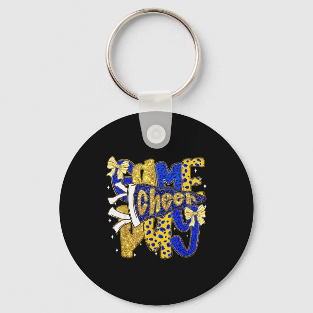 Preppy Game Day Football Mom Pennant Flag Cheer Bl Keychain (Front)