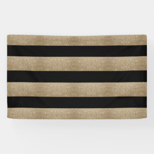 preppy geometric pattern black and gold stripes banner