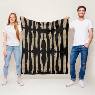 preppy geometric pattern black and gold stripes fleece blanket