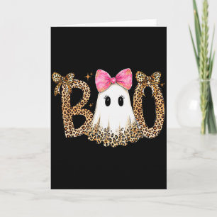 Preppy Ghost Boo,leopard Soky Coquette,halloween F Card