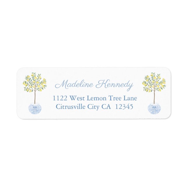 Preppy Ginger Jar Lemon Tree Return Address (Front)