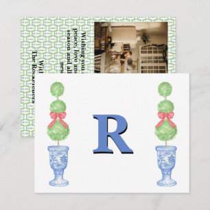 Preppy Ginger Jar Monogram Photo Christmas Card