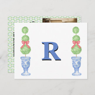 Preppy Ginger Jar Monogram Photo Christmas Card