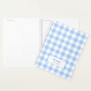 Preppy Gingham Blue Coworker Gift 2027 Monthly Planner