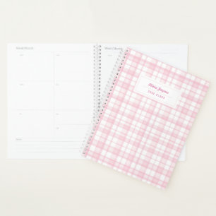 Preppy Gingham Gift for Her Personalized 2027 Pink Planner