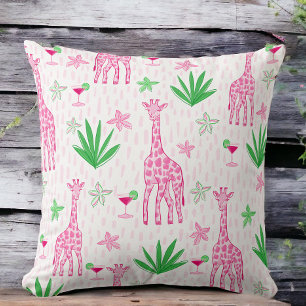 Preppy Giraffe Cosmopolitans Jungle  Throw Pillow