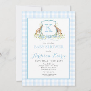 Preppy Giraffe Crest Baby Shower Invitation